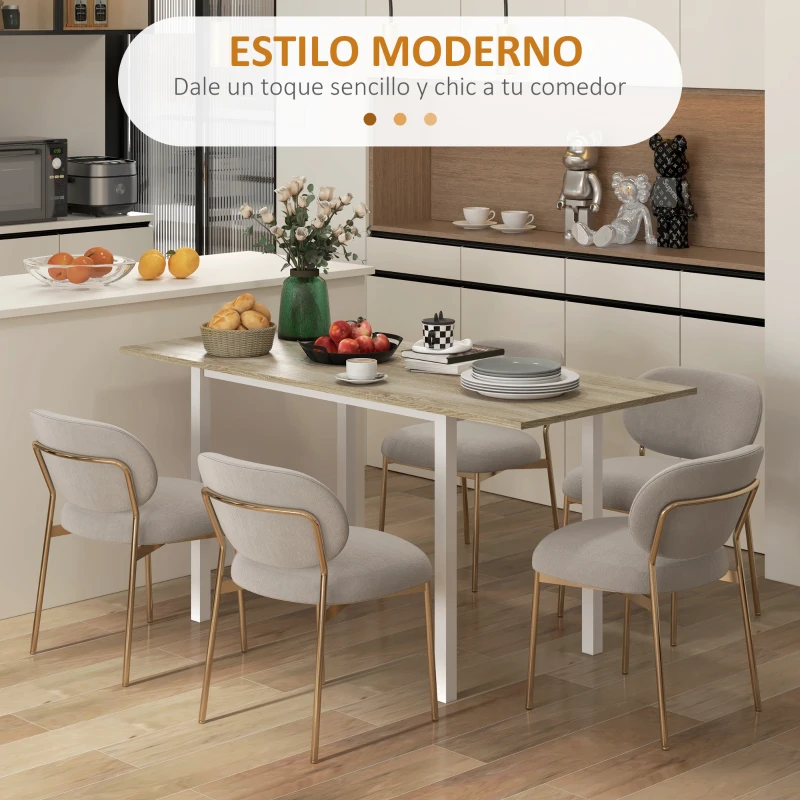 HOMCOM Mesa de Comedor Extensible con Patas de Acero para 4-6 Personas 160x70x76 cm Madera Natural(m-4)