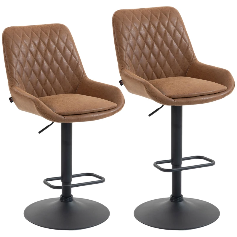 HOMCOM Set of Two Faux Leather Retro Bar Stools - Orange