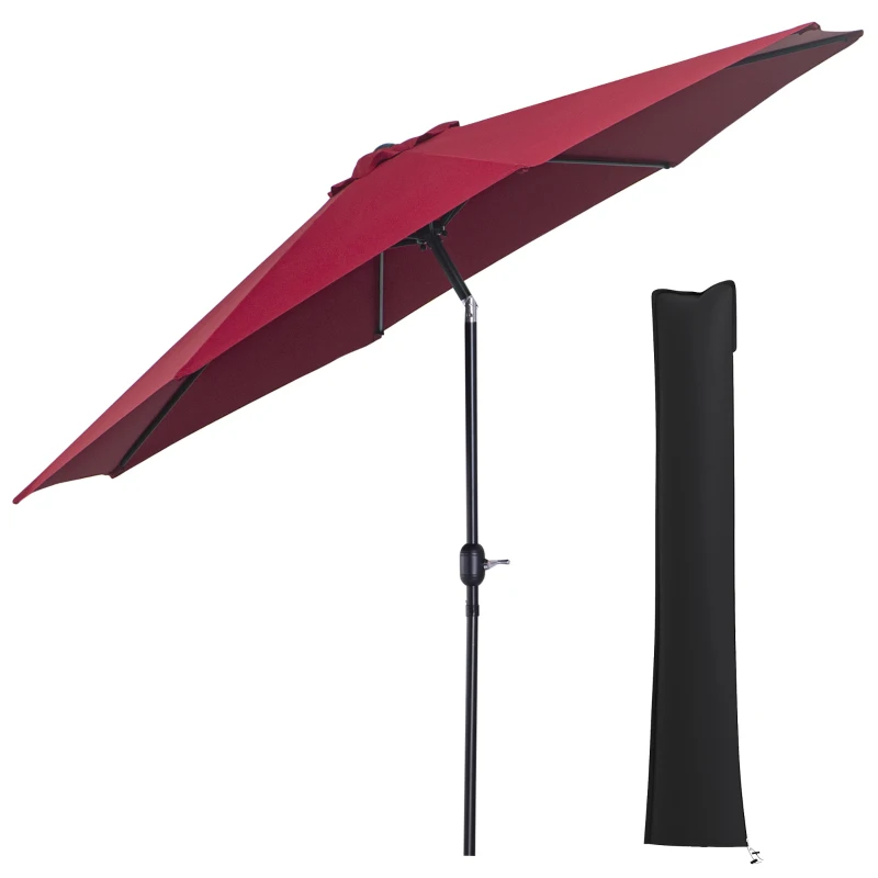 Outsunny Lot de parasol de jardin et housse de protection parasol inclinable Ø 3 m housse avec fermeture éclair et cordon