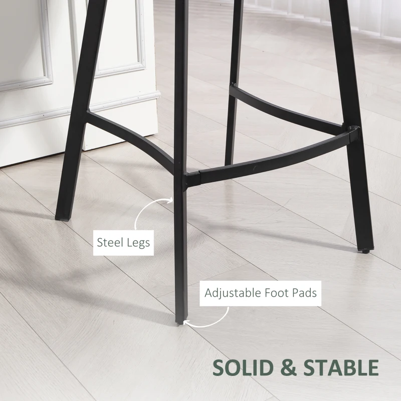 HOMCOM Bar Stools Set of 2, PU Leather Dining Stools with Backrest, Footrest, for Kitchen, Counter, Breakfast Bar, Green