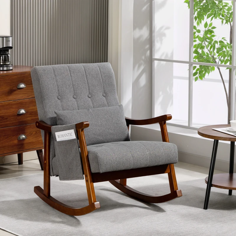 HOMCOM Wood Frame Rocking Accent Chair - Grey