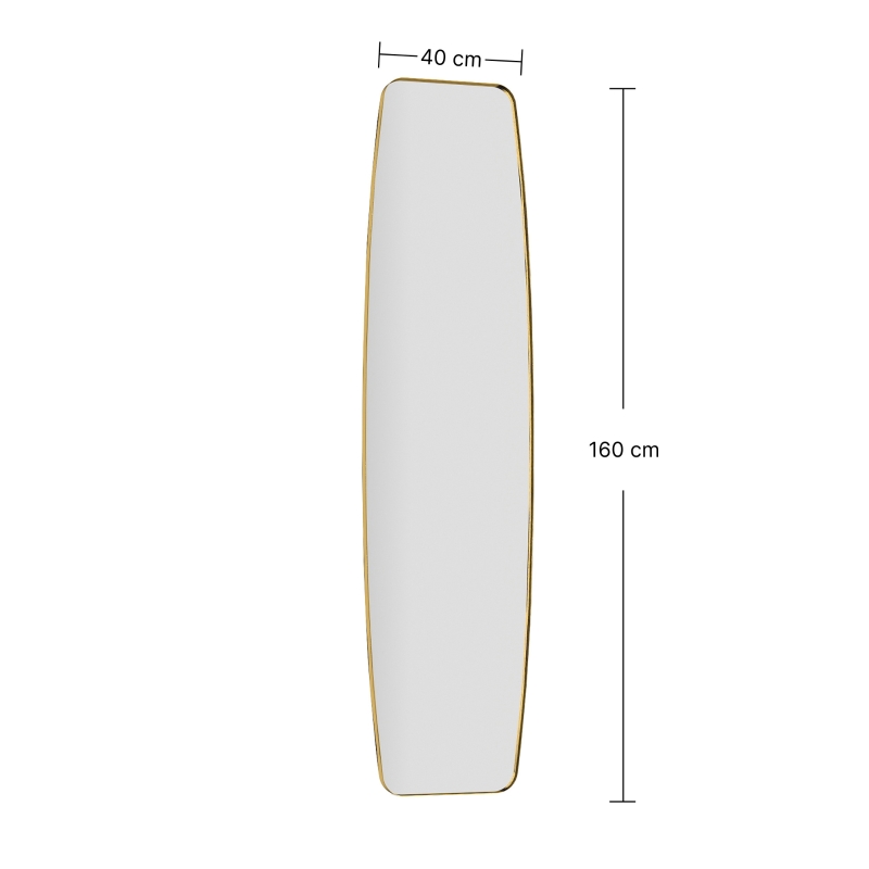 HOMCOM Espejo de pared Espejo con marco metálico Espejo decorativo colgante Espejo de pasillo, 160 x 40 x 3 cm, Dorado