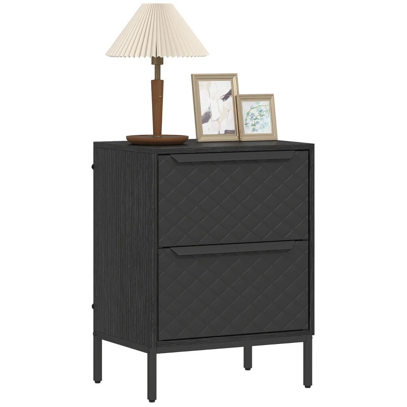 HOMCOM Chest of Drawers, Dresser with 2 Fabric Drawers and Aluminium Handles - Black
