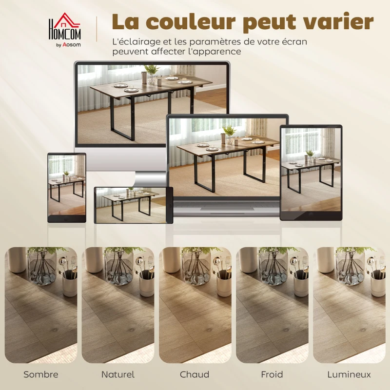 HOMCOM Table à manger extensible rectangle pour 6 à 8 personnes, table de cuisine avec rallonge 140-180 cm, effet bois naturel