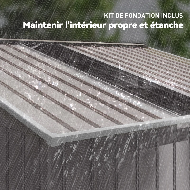 Outsunny Abri de jardin 5,4 m² 2,77 x 1,95 x 1,92 m kit de fondation porte coulissante ventilations tôle acier, gris clair