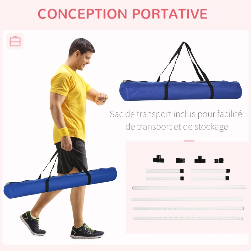 PawHut Agility pour chiens, kit agility chien parcours, set de 4 obstacles professionnels hauteur réglable, système de maintien au sol sac transport parfait pour jeux intéressants, entraînement, blanc