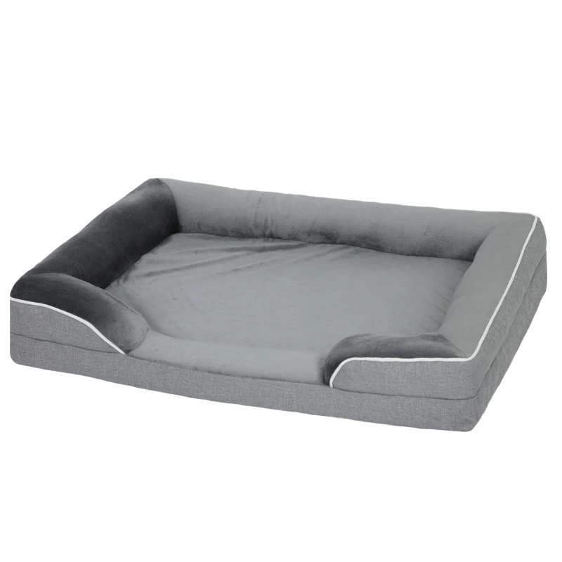 PawHut Dog Sofa Bed, Washable Pet Bed with Removable Cover and Non-Slip Bottom for Cats, Small and Medium Dogs, Grey