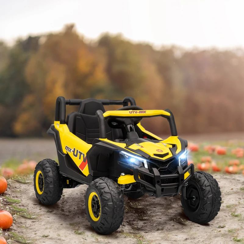 AIYAPLAY Voiture électrique enfants UTV 12 V, buggy électrique enfants avec télécommande, 96 x 61 x 56 cm, jaune(m-10)