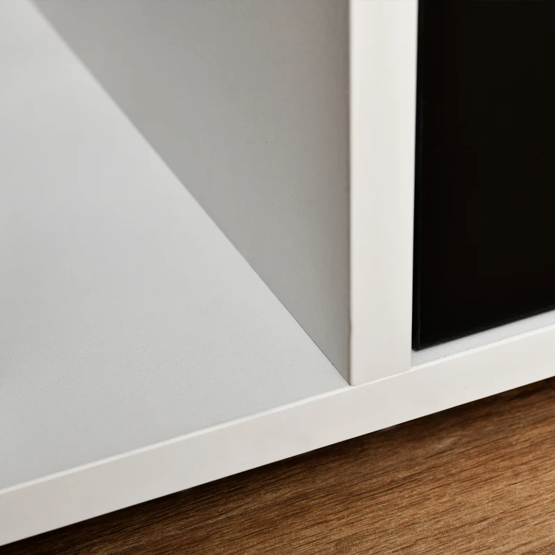 HOMCOM Mueble de TV para Televisores de hasta 60" Mesa para TV de Salón Estilo Moderno con 2 Cajones y Compartimento Abierto 140x30x32 cm Blanco y Negro