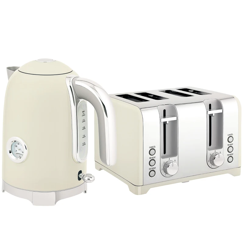HOMCOM Retro 3000W Kettle and Toaster Set - Grey