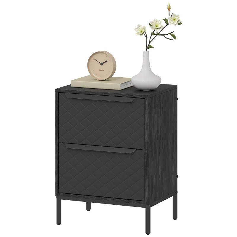 HOMCOM Chest of Drawers, Dresser with 2 Fabric Drawers and Aluminium Handles - Black