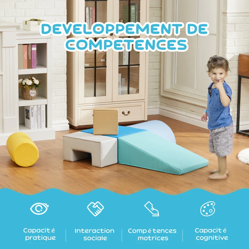 AIYAPLAY 6 blocs de construction en mousse XXL - jeux éducatif - module motricité - certifiés normes EN71-1-2-3 - mousse PU 20D