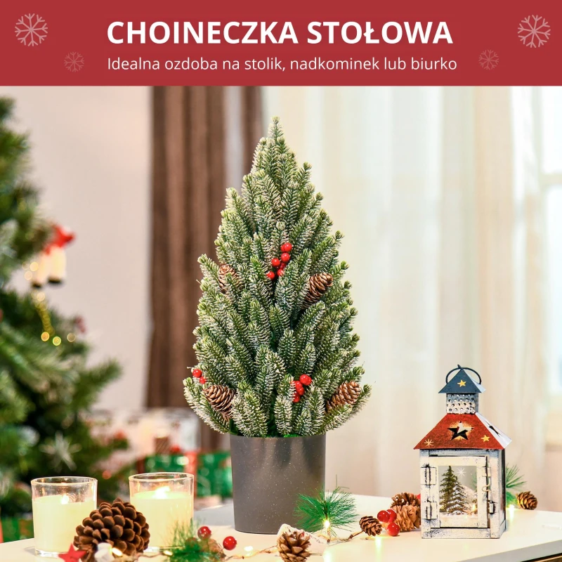 Sztuczna choinka choinka na stół 170 gałązek ośnieżona PE PVC kolor zielony