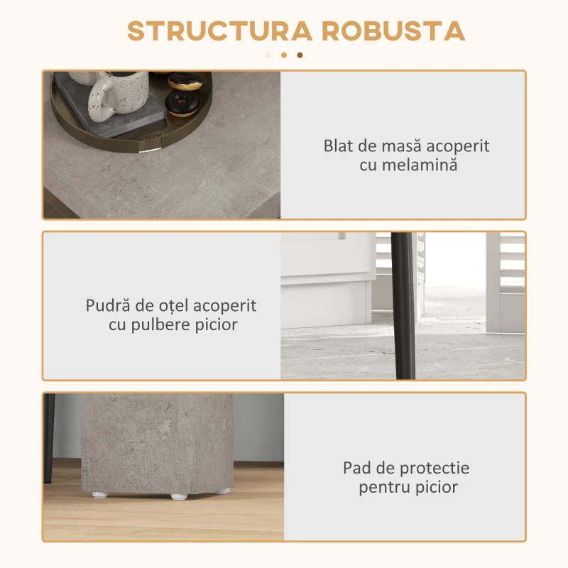 HOMCOM Set da Pranzo 3 Pezzi con Tavolo da Cucina 80x80x76 cm e 2 Sedie Moderne 41x50x97 cm, Grigio