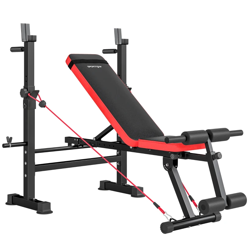 SPORTNOW Adjustable Weight Bench with Squat Rack and Dip Stand