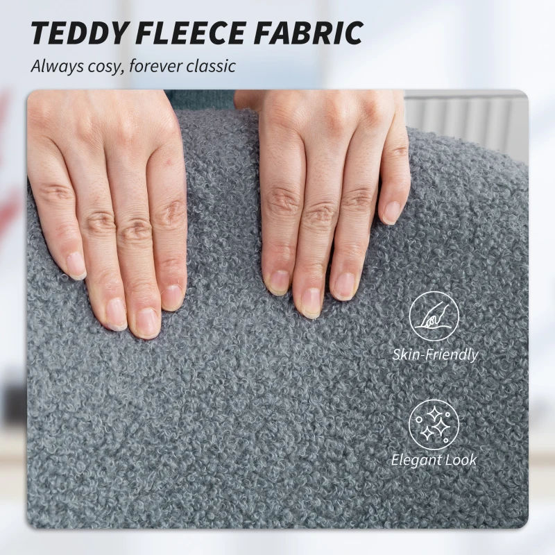 HOMCOM Teddy Fleece Office Chair with Wheels - Grey