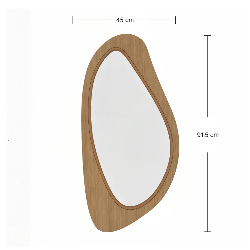 HOMCOM Espelho de Parede com Moldura de Folheado de Pinho para Quarto e Sala de Estar, 91,5 x 45 x 3 cm, Madeira natural