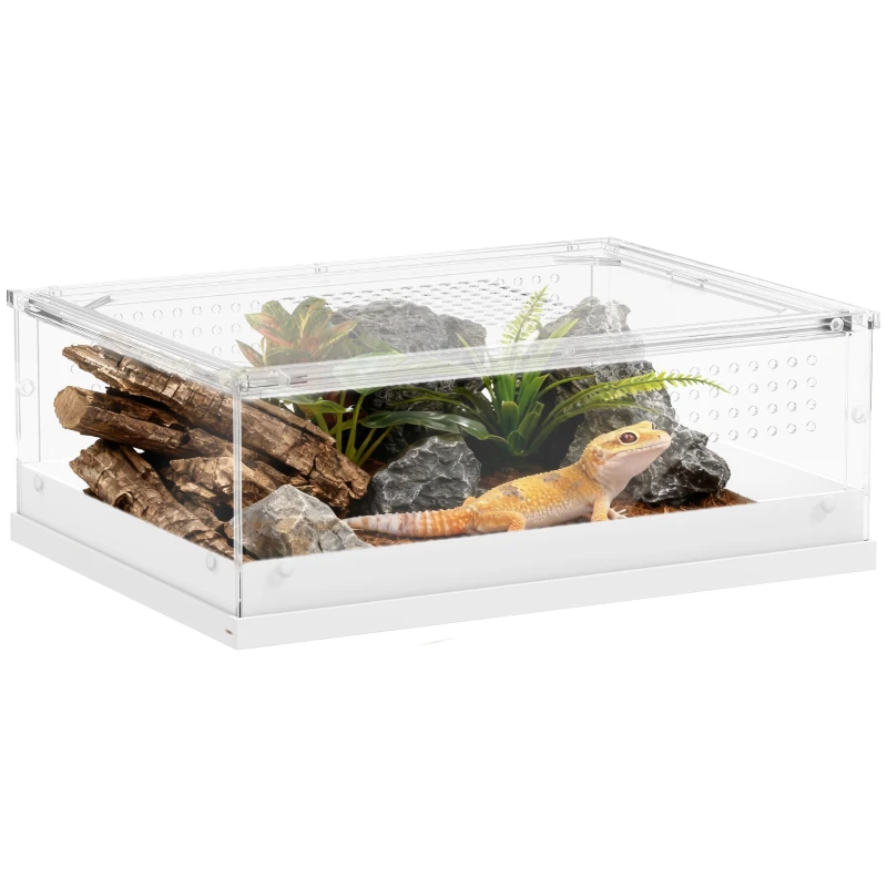 PawHut Acrylic Reptile Terrarium with Top Sliding Door, Vents,  for Snake, Frog, Spider, Gecko, Tarantula, 40 x 30 x 15 cm