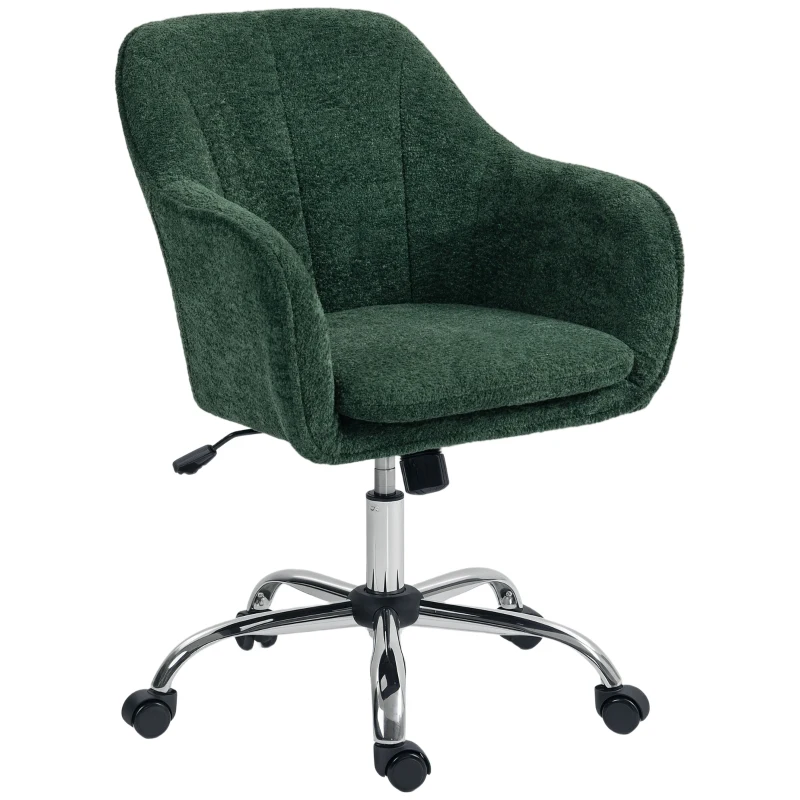 HOMCOM Velvet-Feel Office Chair - Dark Green