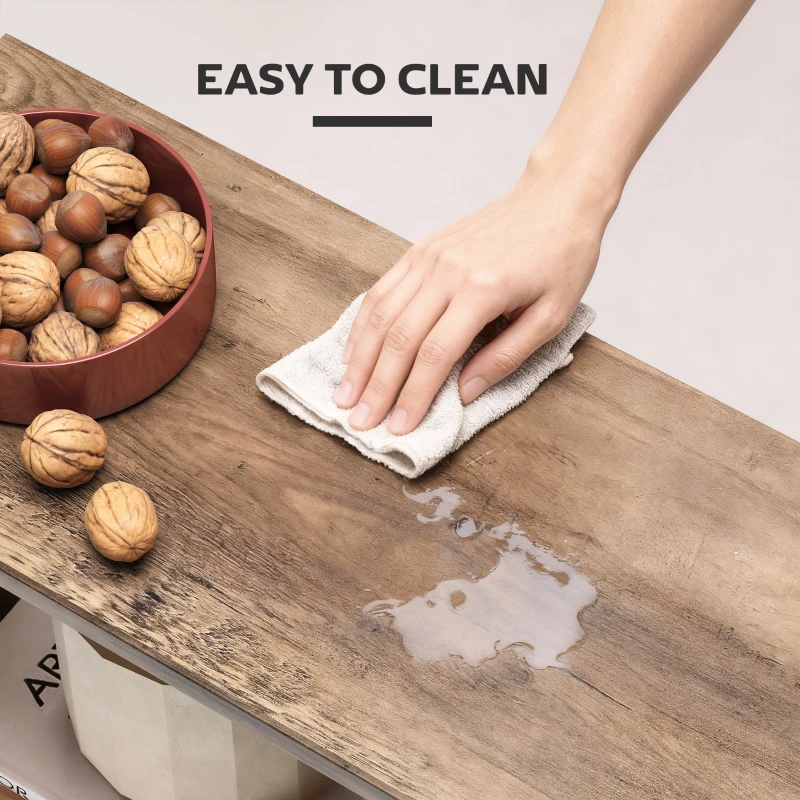 HOMCOM Side Table, Narrow End Table with Storage Shelves, S-Shaped, 3-Tier, 50W x 19.5D x 58H cm, Oak