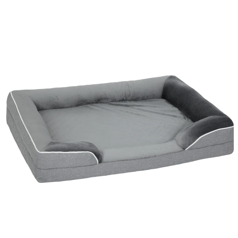 PawHut Dog Sofa Bed, Washable Pet Bed with Removable Cover and Non-Slip Bottom for Cats, Small and Medium Dogs, Grey