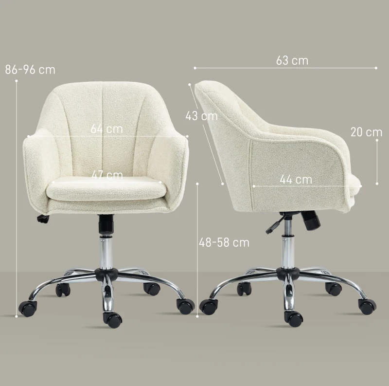 HOMCOM Velvet-Feel Office Chair - Beige