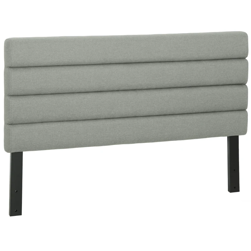 HOMCOM Cabecero de Cama 140 cm Tapizado en Lino Altura Ajustable de 3 Niveles 106/116/126 cm Montado a la Pared Gris