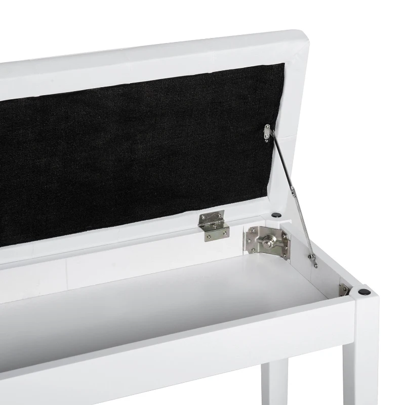 HOMCOM Taburete de Piano Banco de Teclado con Espacio de Almacenamiento Bajo del Asiento de Cuero Sintético 76x36x50 cm Blanco