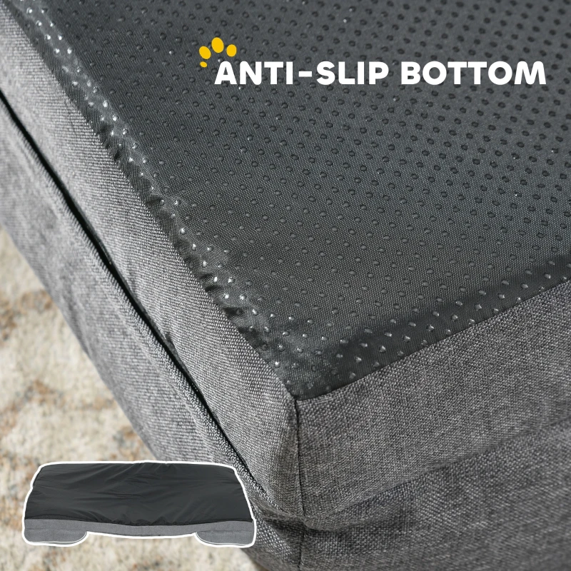 PawHut Dog Sofa Bed, Washable Pet Bed with Removable Cover and Non-Slip Bottom for Small, Medium and Large Dogs, Grey