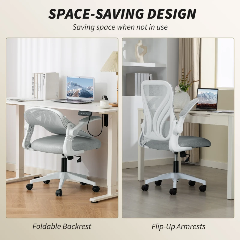 HOMCOM Mesh Office Chair with Foldable Backrest - Light Grey