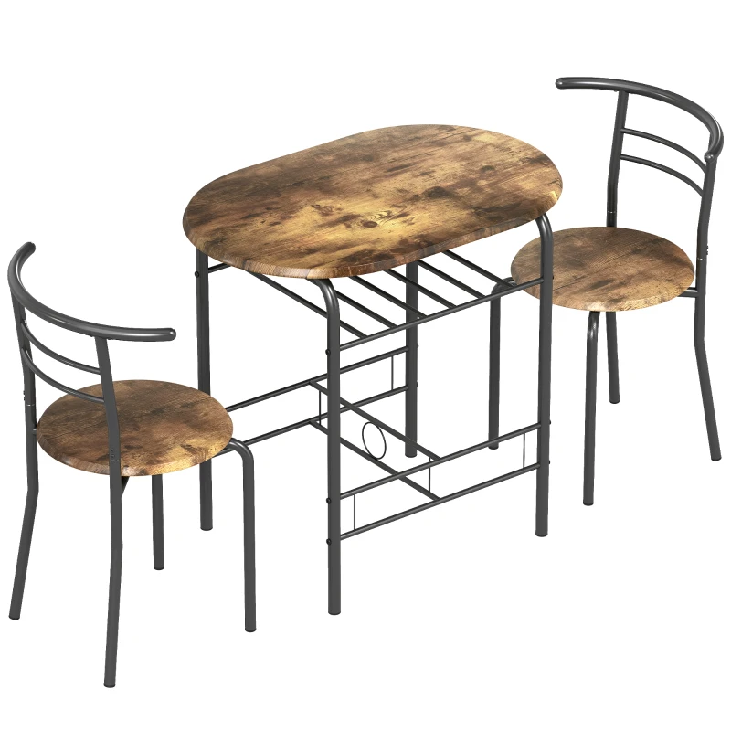 HOMCOM Three-Piece Compact Dining Set - Rustic Brown