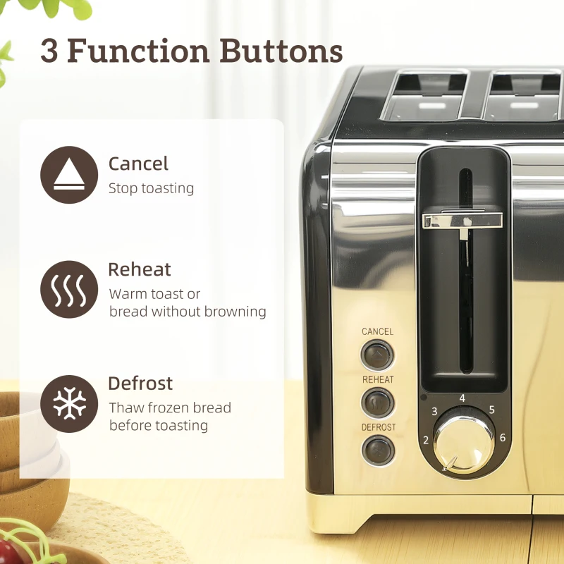 HOMCOM Retro 3000W Kettle and Toaster Set - Black