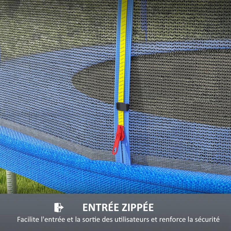 SPORTNOW Filet de remplacement pour trampolines Ø 426 cm  8 poteaux droits filet de sécurité pour trampolines, entrée zippée