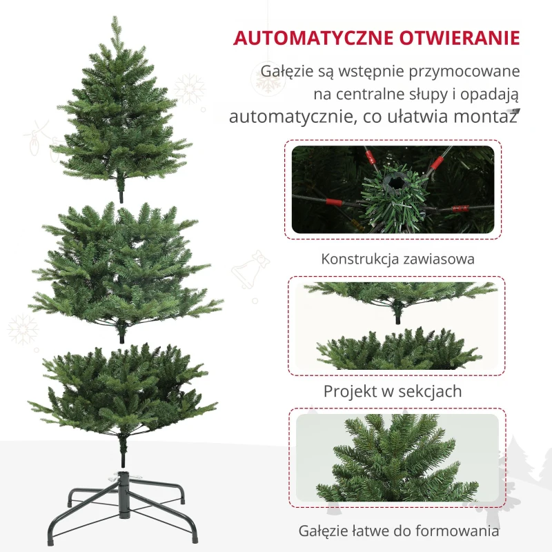HOMCOM Choinka Sztuczna, Jodła, Realistyczna, Pełna i Buchata, 180 x Φ105 cm, Zielony