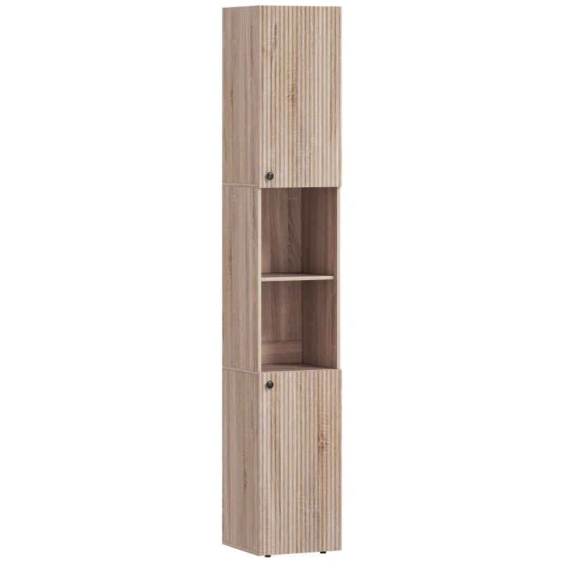 HOMCOM 6-Tier Tall Bathroom Cabinet - Natural