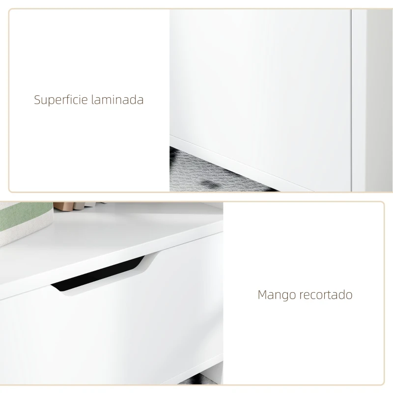 HOMCOM Mesita de Noche Mesilla de Noche Moderna con Cajón y Estantes de Almacenamiento para Salón Dormitorio 45x35x73cm Blanco