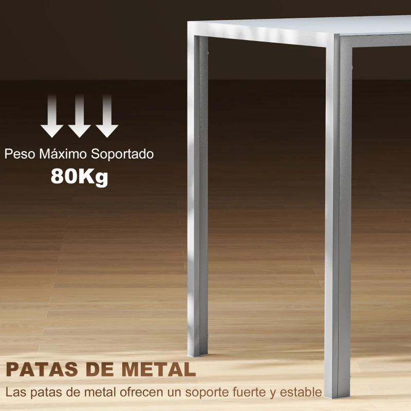 HOMCOM Mesa de Cocina de Cristal para 4-6 Personas con Patas de Metal Multifuncional para Cocina Salón 120x60x75 cm Gris