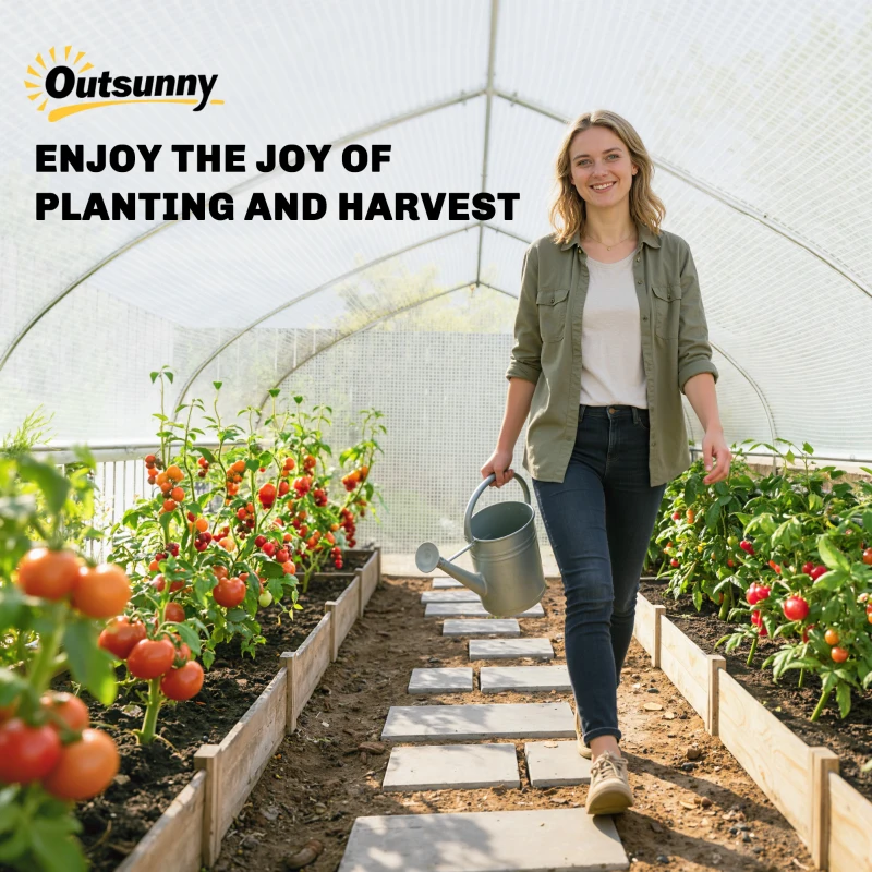 Outsunny Serra a tunnel 6x3x2 m con Anti-UV e Porta avvolgibile con cerniera Pareti laterali con zanzariera Bianco