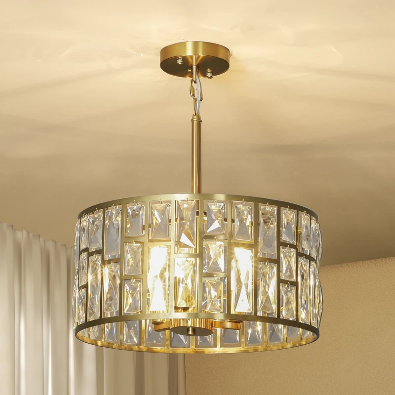 HOMCOM 72 Glass Crystallite Chandelier - Gold-Tone