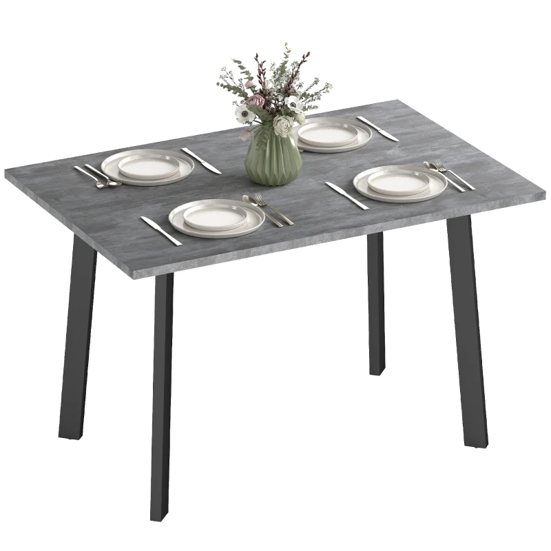 HOMCOM Dining Table, Contemporary Rectangle Kitchen Table with Metal Legs and Spacious Tabletop for Dining Room, Living Room, Dark Grey