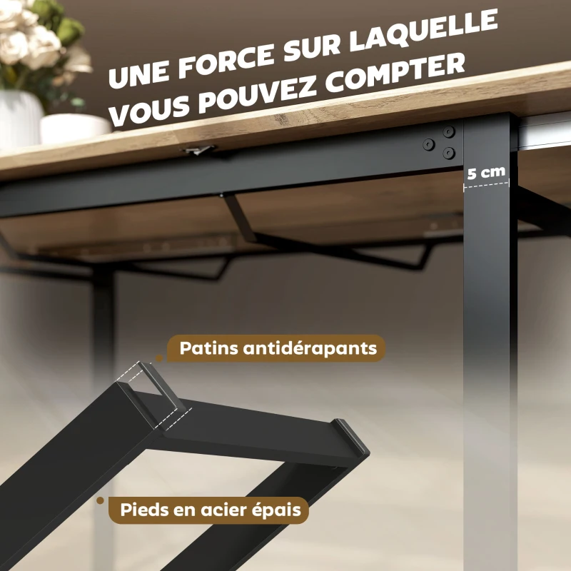 HOMCOM Table à manger extensible rectangle pour 6 à 8 personnes, table de cuisine avec rallonge 140-180 cm, effet bois naturel