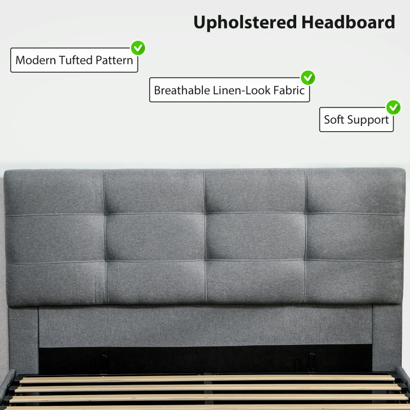 HOMCOM 5ft King Ottoman Bed with Gas Lift Storage - Grey