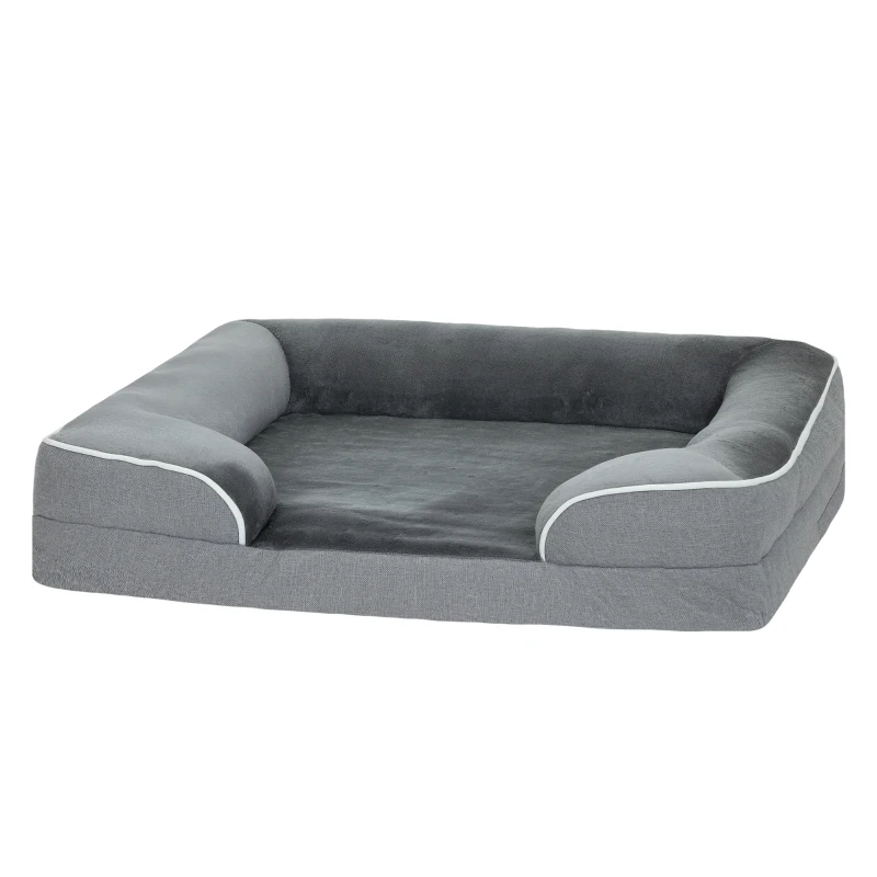 PawHut Dog Sofa Bed, Washable Pet Bed with Removable Cover and Non-Slip Bottom for Cats and Small Dogs, Grey