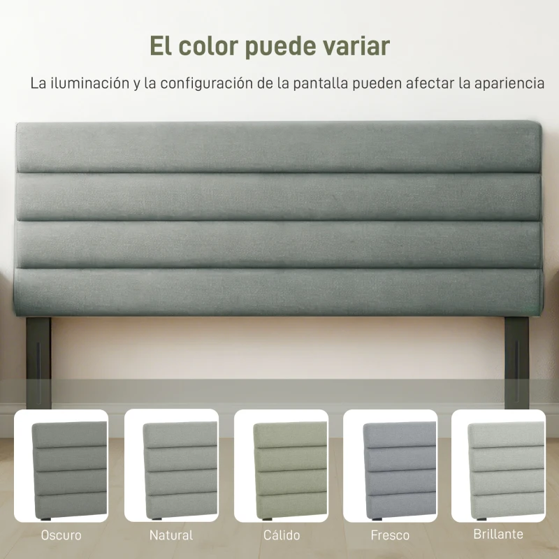 HOMCOM Cabecero de Cama 140 cm Tapizado en Lino Altura Ajustable de 3 Niveles 106/116/126 cm Montado a la Pared Gris