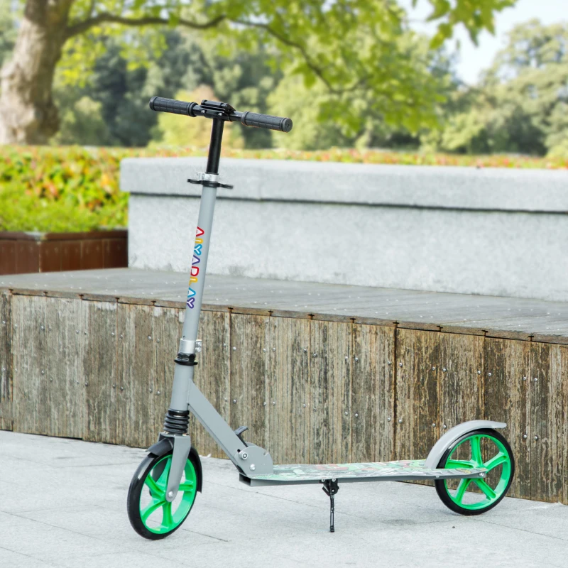AIYAPLAY Trottinette enfants 6 à 12 ans, trottinette pliable à 2 roues, hauteur réglage, pour filles et garçons, scooter vert