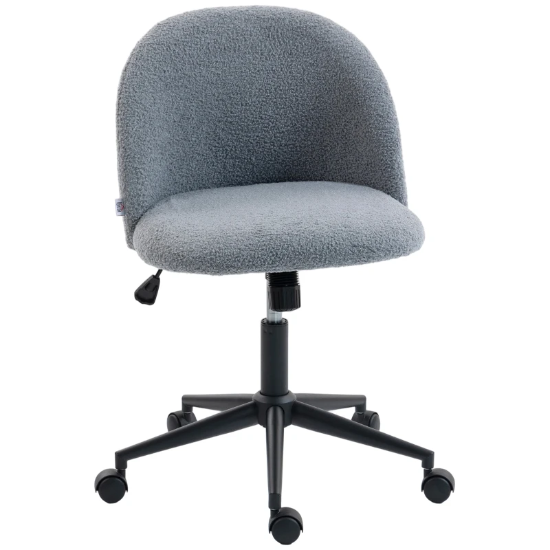 HOMCOM Teddy Fleece Office Chair with Wheels - Grey