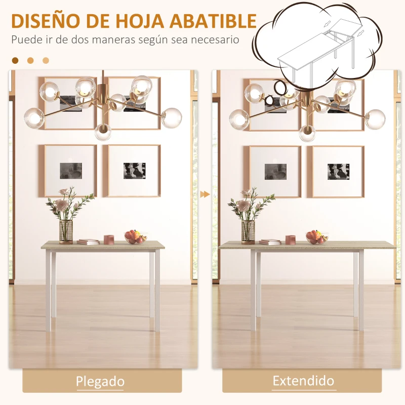 HOMCOM Mesa de Comedor Extensible con Patas de Acero para 4-6 Personas 160x70x76 cm Madera Natural(m-5)