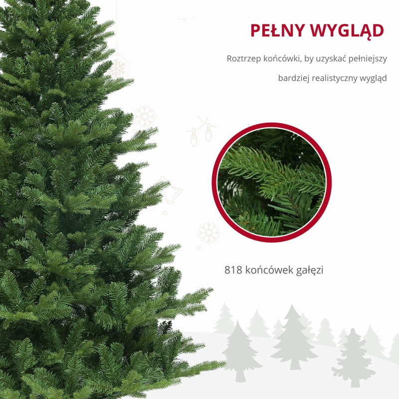 HOMCOM Choinka Sztuczna, Jodła, Realistyczna, Pełna i Buchata, 180 x Φ105 cm, Zielony