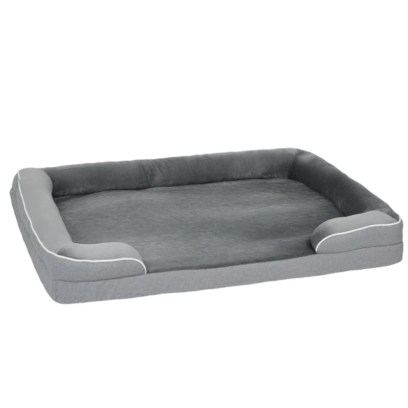 PawHut Dog Sofa Bed, Washable Pet Bed with Removable Cover and Non-Slip Bottom for Small, Medium and Large Dogs, Grey