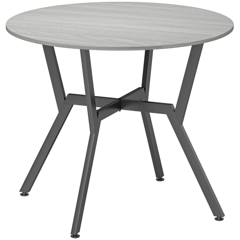 HOMCOM Dining Table, Round Kitchen Table with Black Legs, Anti-slip Foot Pads for Living Room, Dining Room 90 x 76 cm, Grey